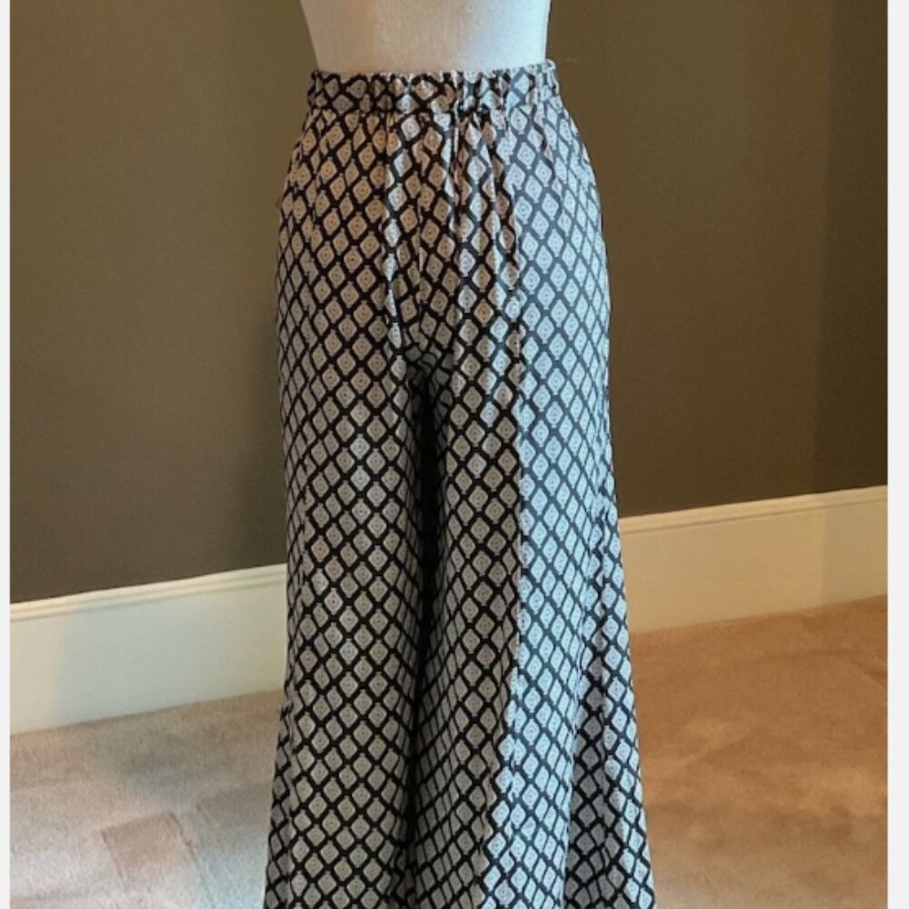 Anthropologie Saturday Sunday Jude Wide Leg Pants in Black Motif  Size M - Picture 6 of 11